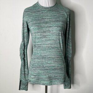 Lululemon Women's Runderful Long Sleeve Heathered Green Crew Neck T-Shirt 6